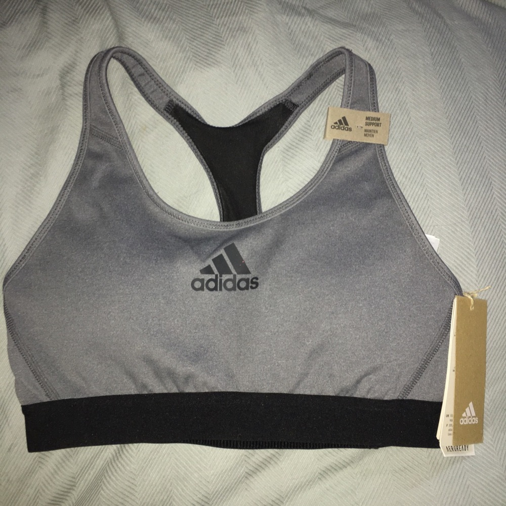 Gray adidas sports bra medium support NEW
